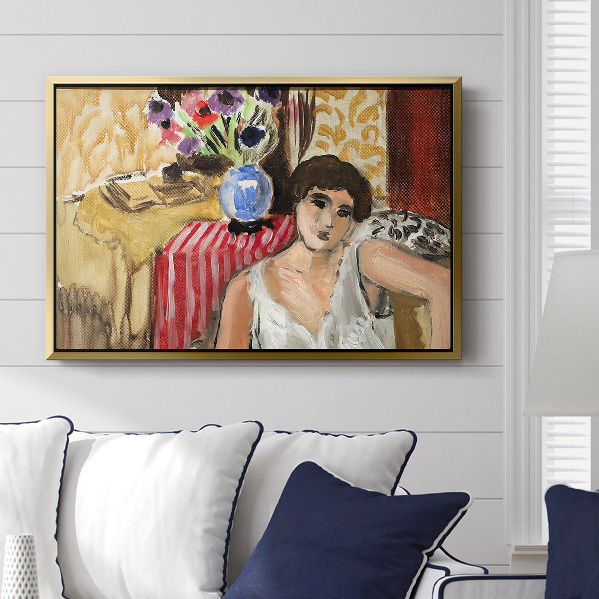 Woman Seated in an Armchair, c. 1920 - Floater Framed Canvas Print