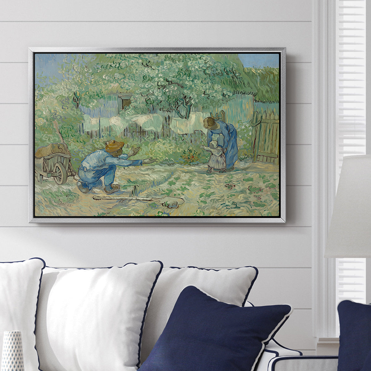First Steps after Millet, 1890 - Floater Framed Canvas Print