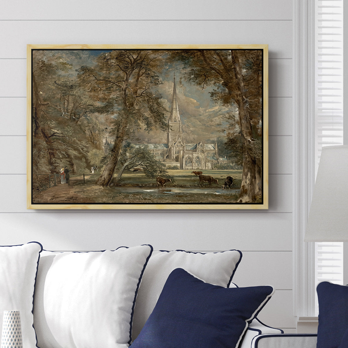 Salisbury Cathedral from the Bishop's Grounds, c. 1822-1823 - Floater Framed Canvas Print