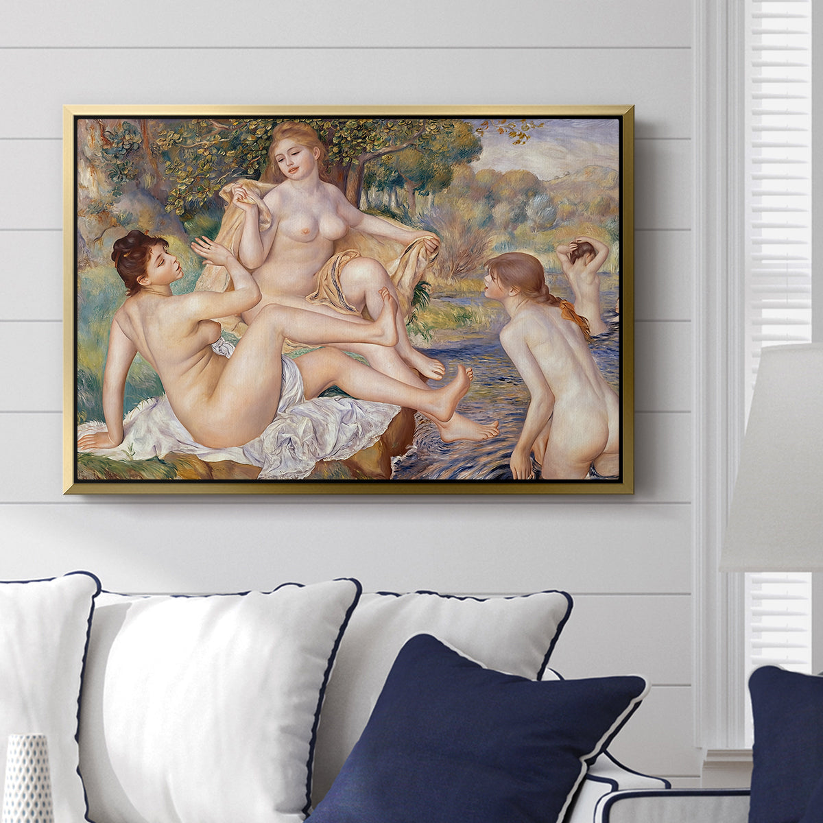 The Large Bathers, 1884-1887 - Floater Framed Canvas Print