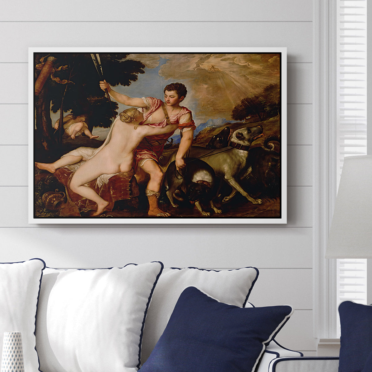 Venus and Adonis, 1554 - Floater Framed Canvas Print