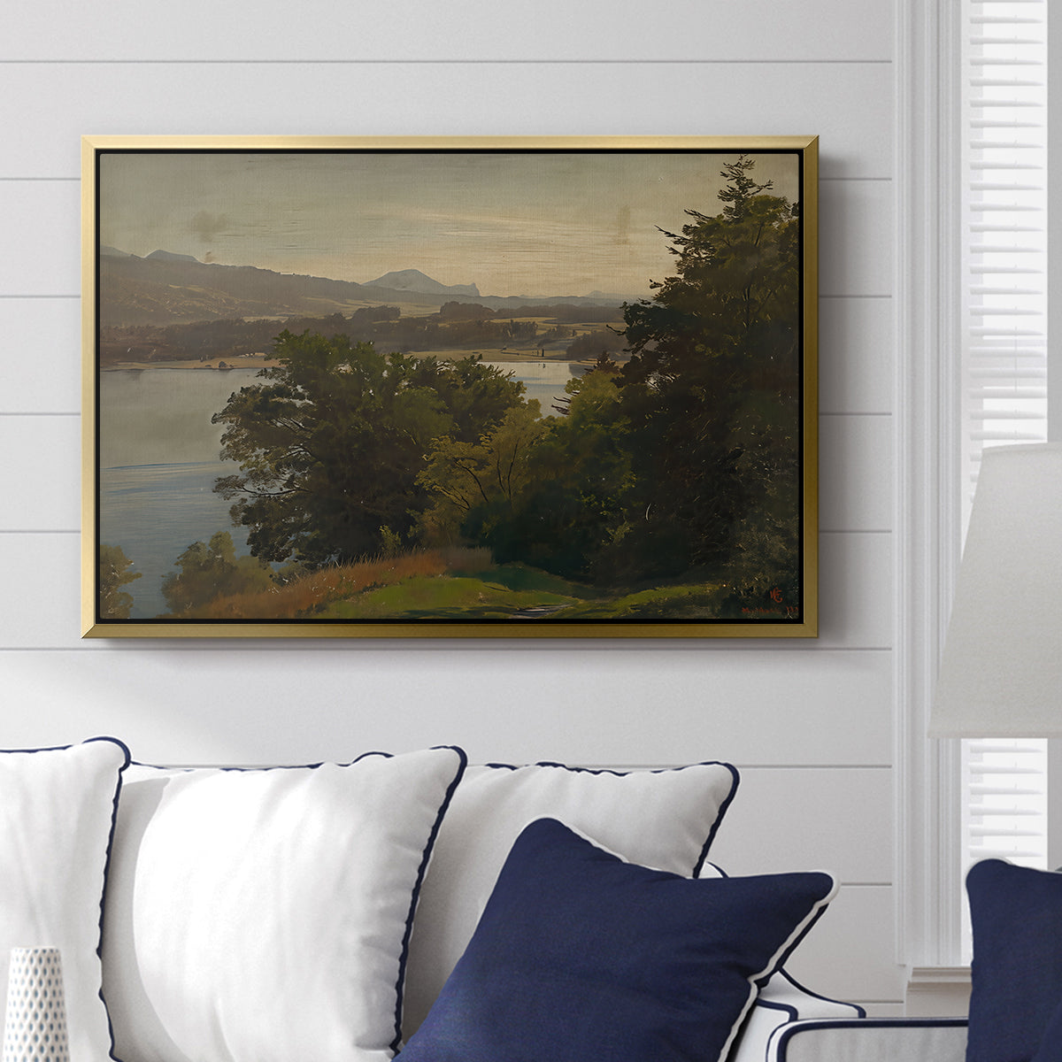 View of the Mondsee, 1870 - Floater Framed Canvas Print