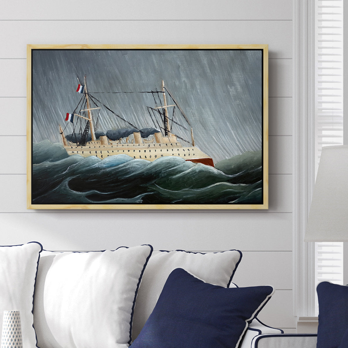 A Ship in the Storm, c. 1899 - Floater Framed Canvas Print