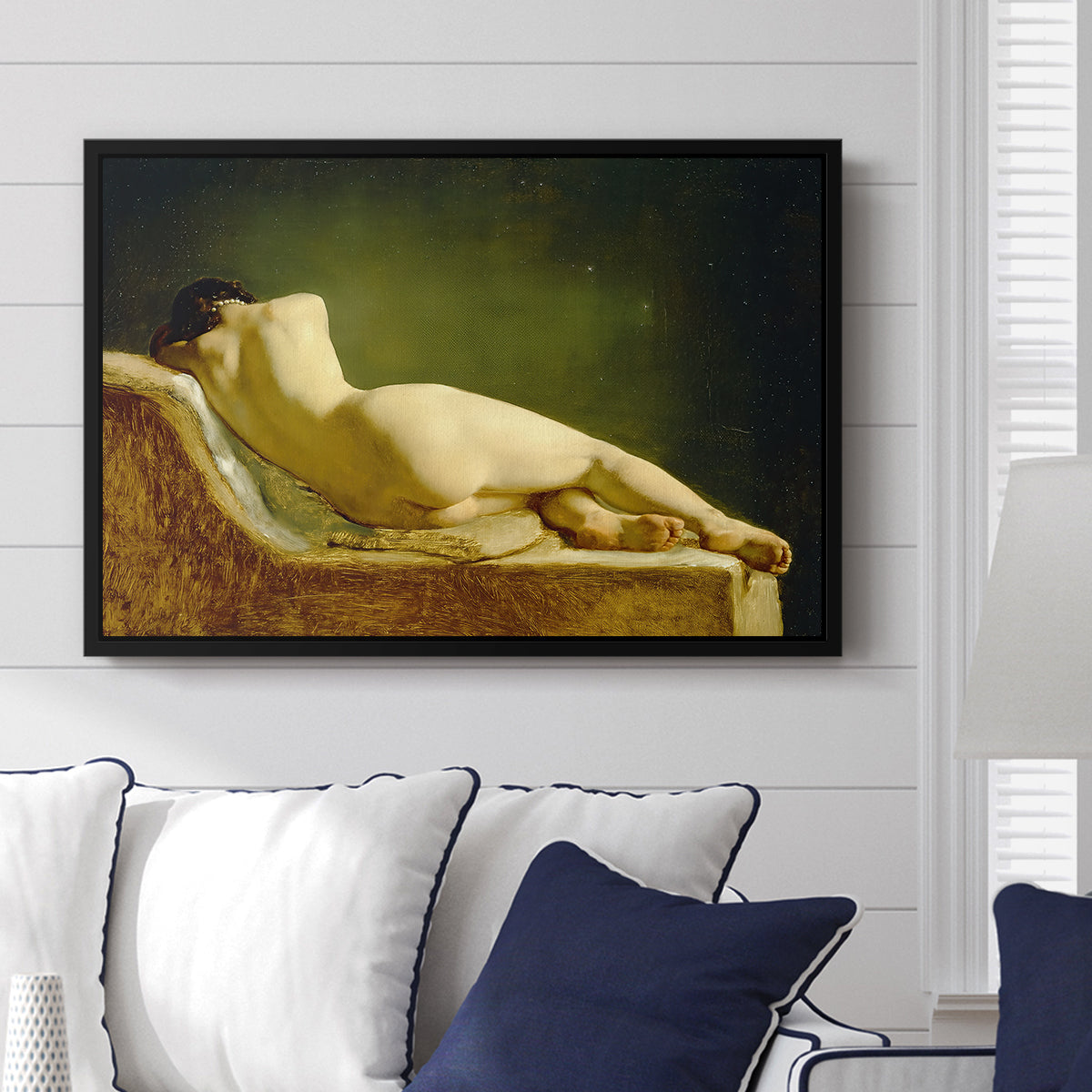 Reclining Nude (Liggende model), 1833 - Floater Framed Canvas Print