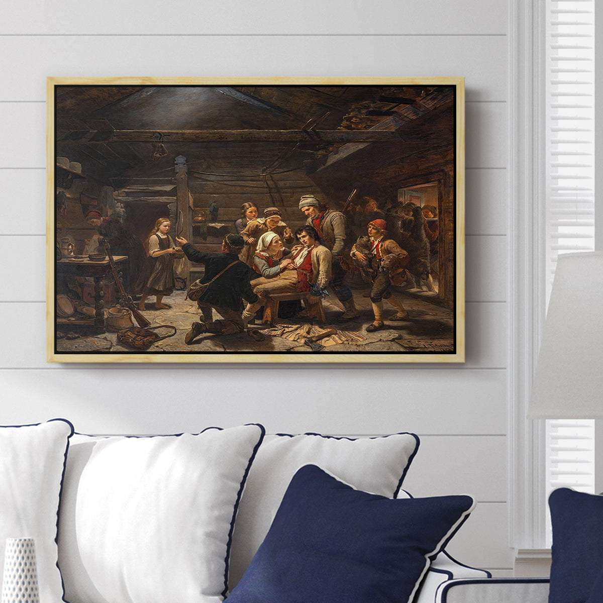 The Return of the Bear Hunter, 1856 - Floater Framed Canvas Print