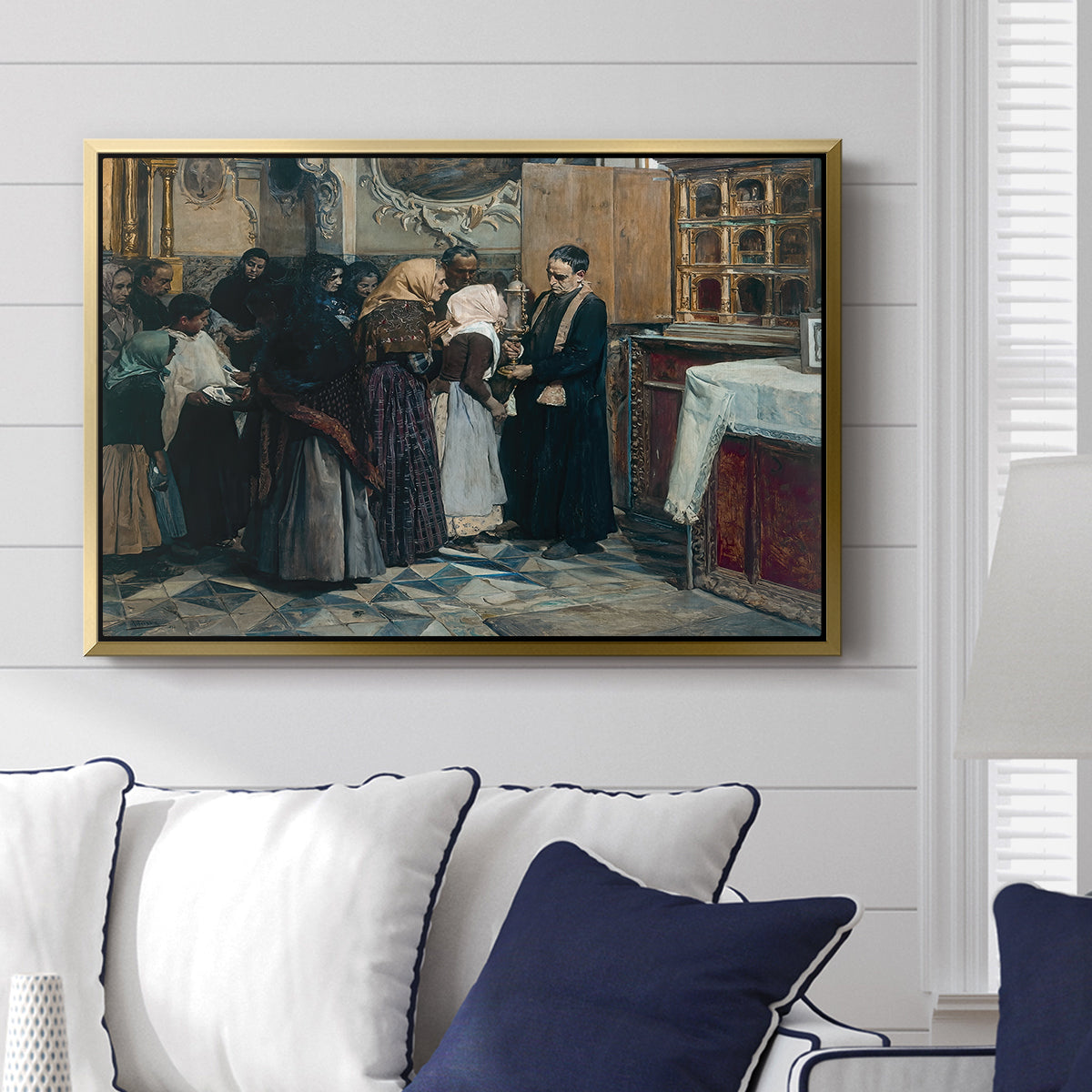 Kissing the Relic, 1893 - Floater Framed Canvas Print