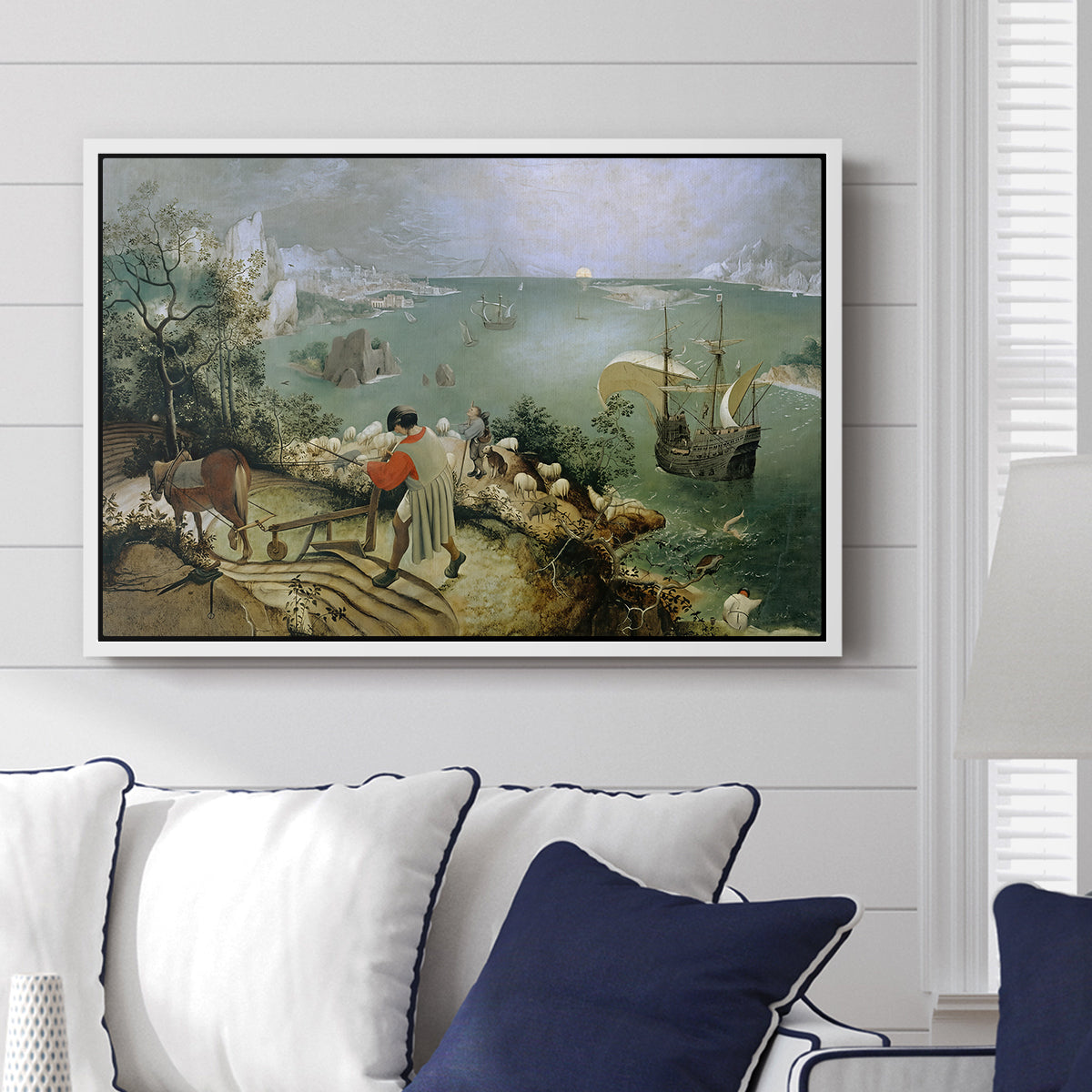 Landscape with the Fall of Icarus, c. 1560 - Floater Framed Canvas Print