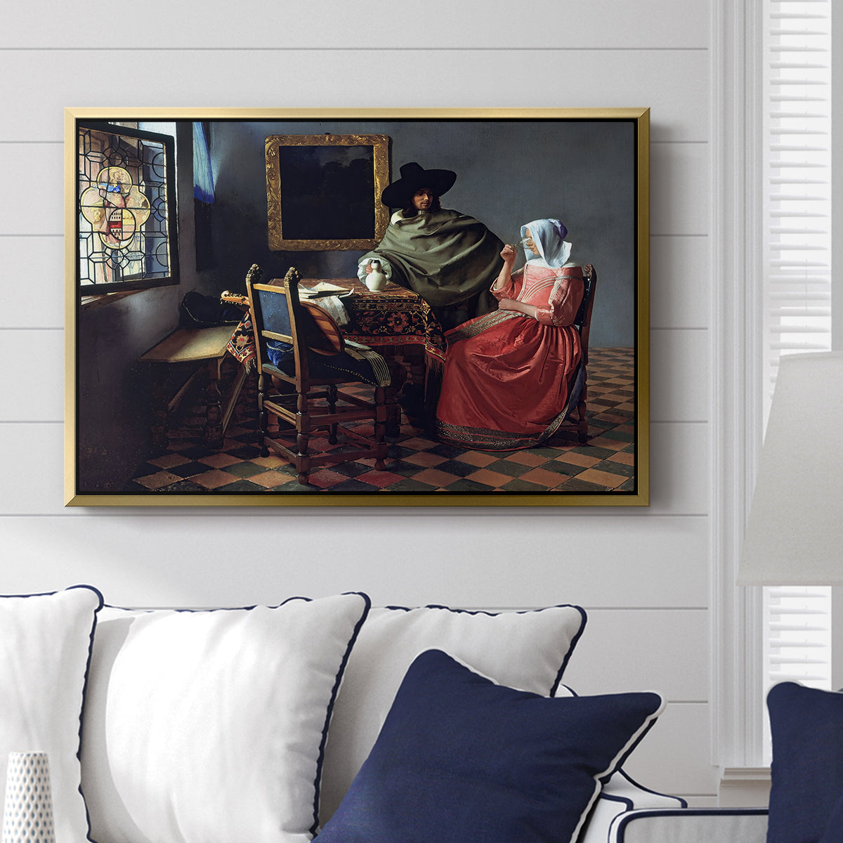 The Glass of Wine, c. 1660 - Floater Framed Canvas Print