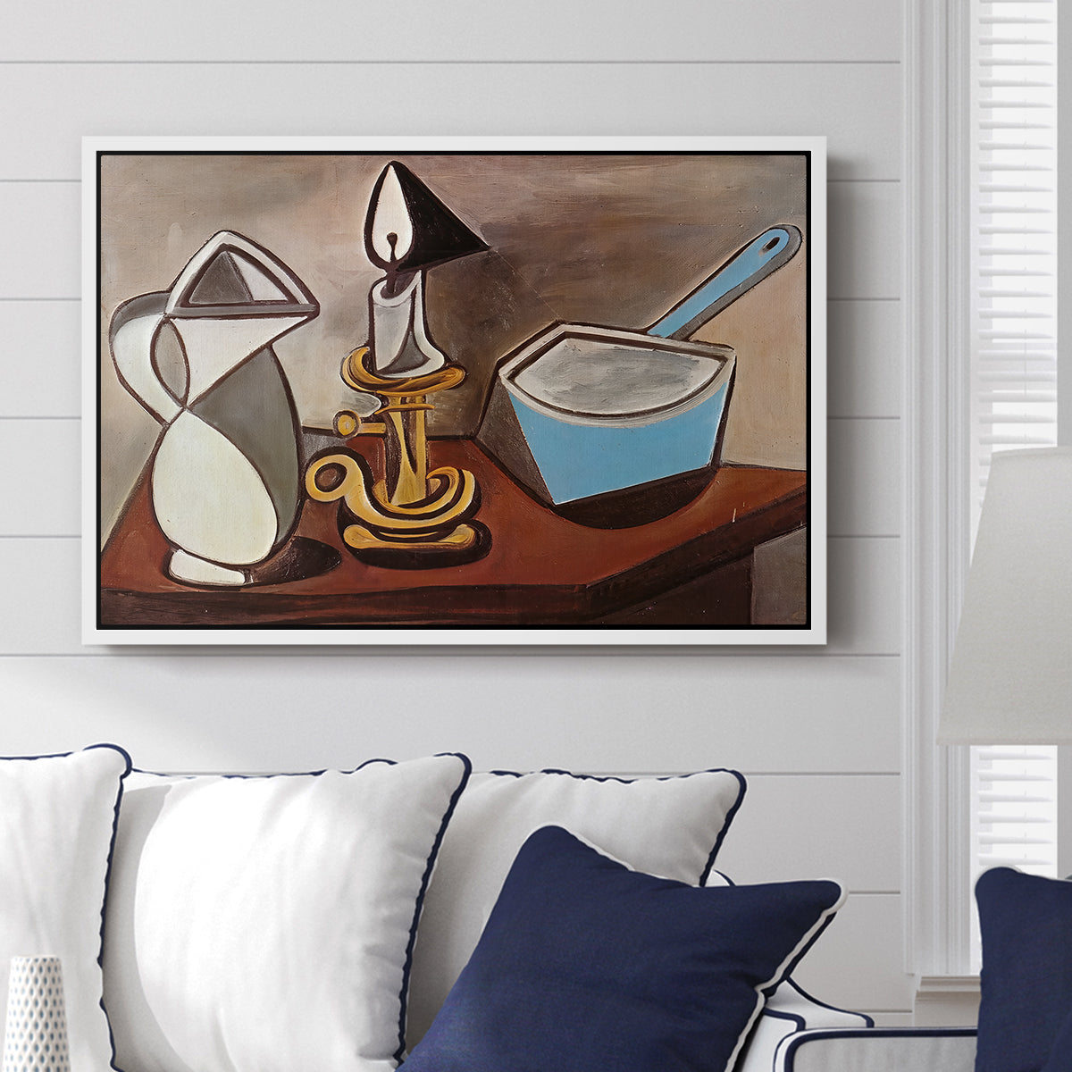 Jug, Candle, and Enamel Pan, 1950 - Floater Framed Canvas Print