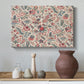 Canvas art print featuring a patterned composition with dense ornamental elements, styled above a decorative console