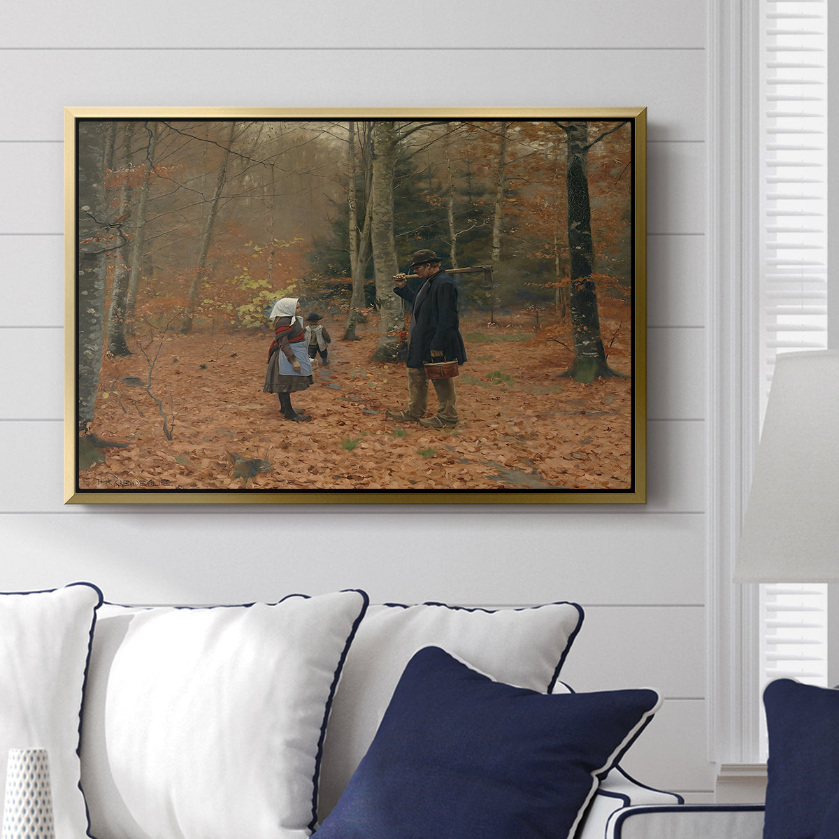 The Woodman and his Children, 1886 - Floater Framed Canvas Print
