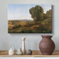 Canvas art print featuring a tranquil natural setting with subtle depth and light, styled above a decorative console