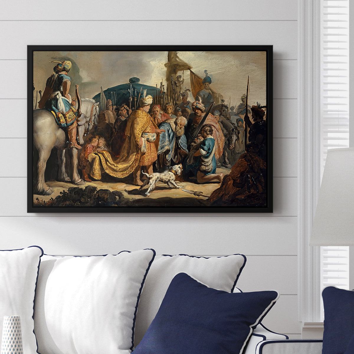 David with Goliath's Head in front of Saul, for Rembrandt, 1627 - Floater Framed Canvas Print