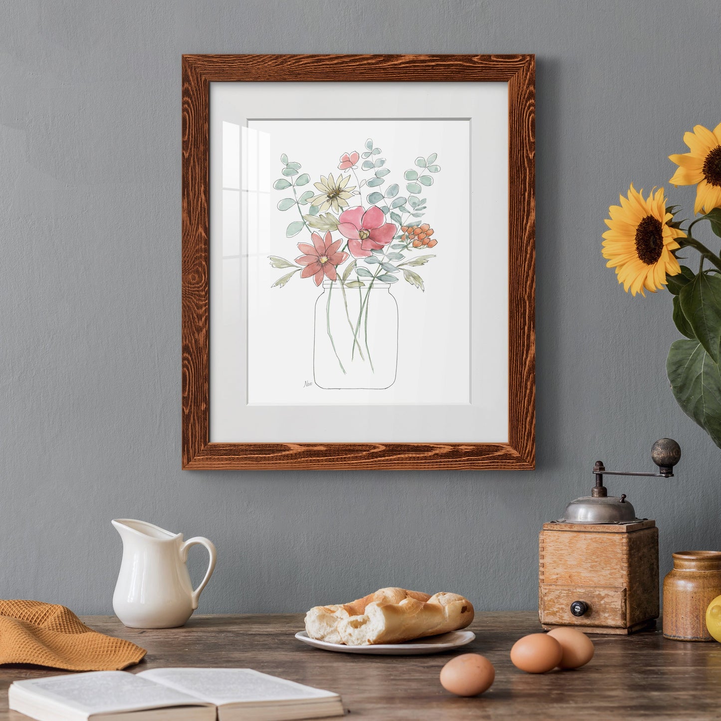 Whimsical Wildflowers II - Premium Framed Print - Distressed Barnwood Frame - Ready to Hang