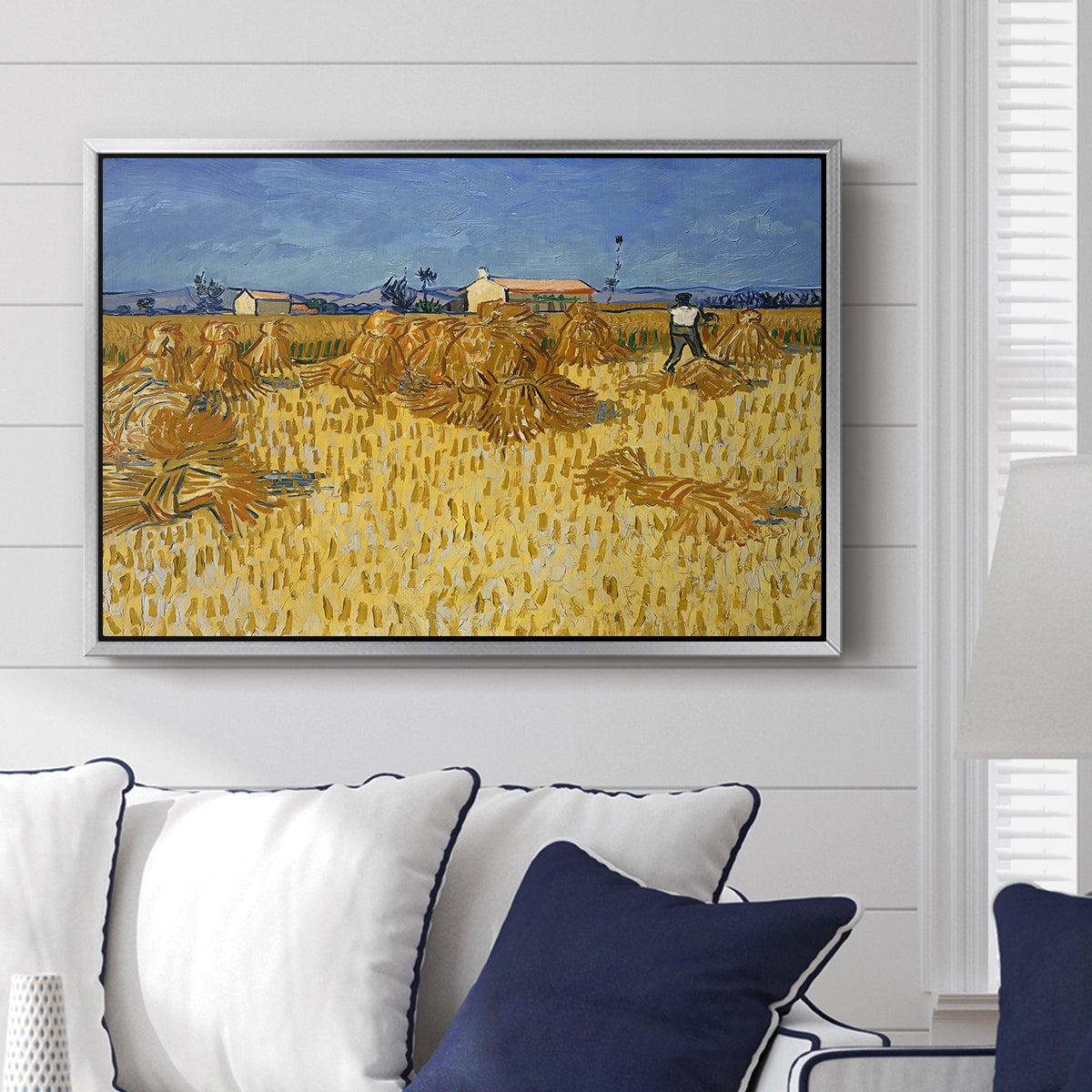 Wheat Field with Sheaves (Harvest in Provence), 1888 - Floater Framed Canvas Print