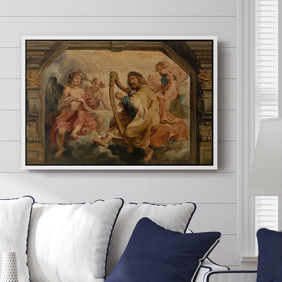 King David Playing the Harp, c. 1627-1628 - Floater Framed Canvas Print