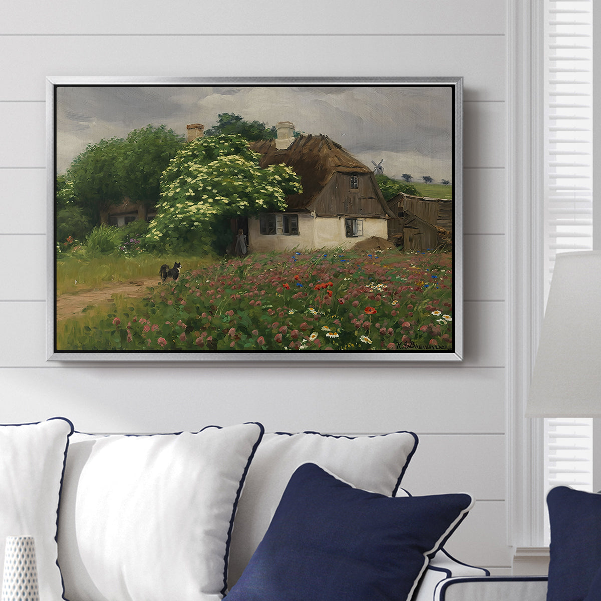 Farmhouse with Meadow Flowers, 1909 - Floater Framed Canvas Print