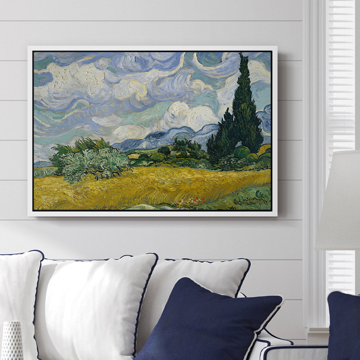 Wheat Field with Cypresses, 1889 - Floater Framed Canvas Print