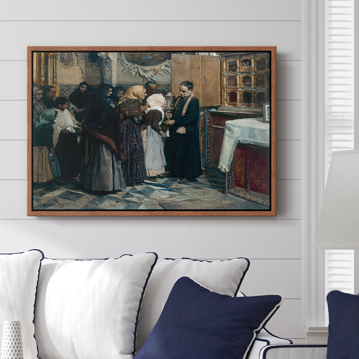 Kissing the Relic, 1893 - Floater Framed Canvas Print