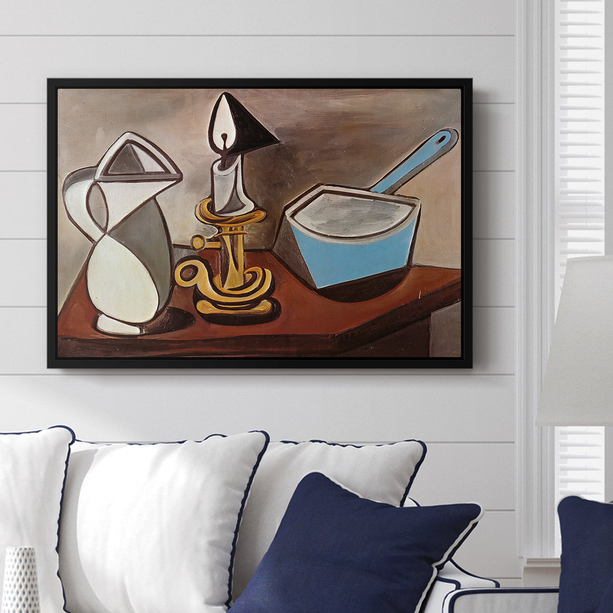 Jug, Candle, and Enamel Pan, 1950 - Floater Framed Canvas Print