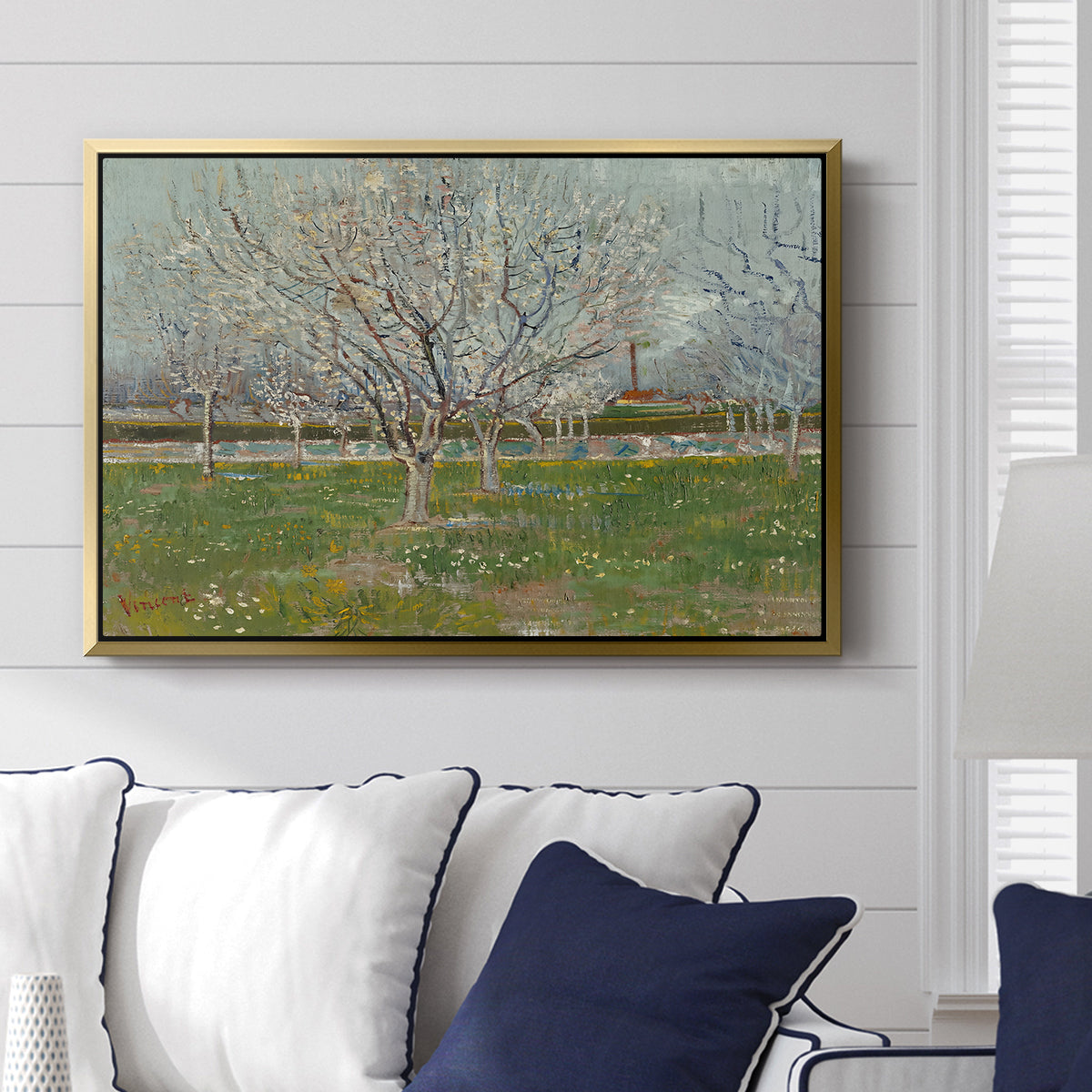 Orchard in Blossom (Plum Trees), 1888 - Floater Framed Canvas Print