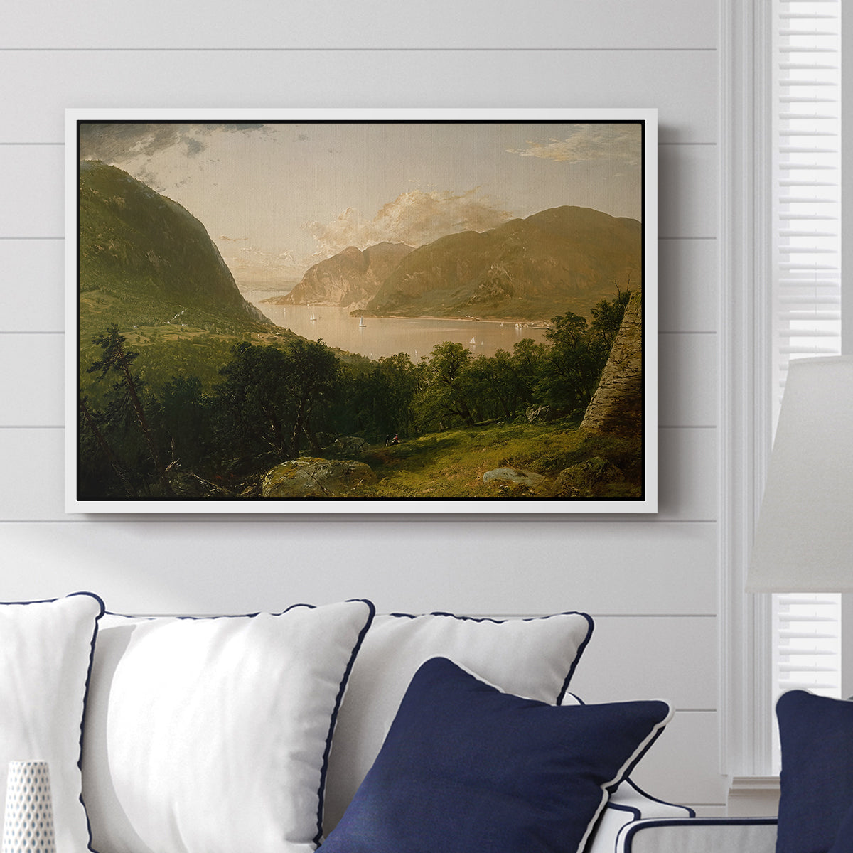 Hudson River Scene, 1857 - Floater Framed Canvas Print