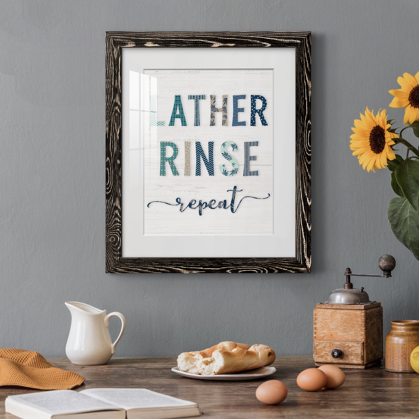 Lather Rinse Repeat - Premium Framed Print - Distressed Barnwood Frame - Ready to Hang