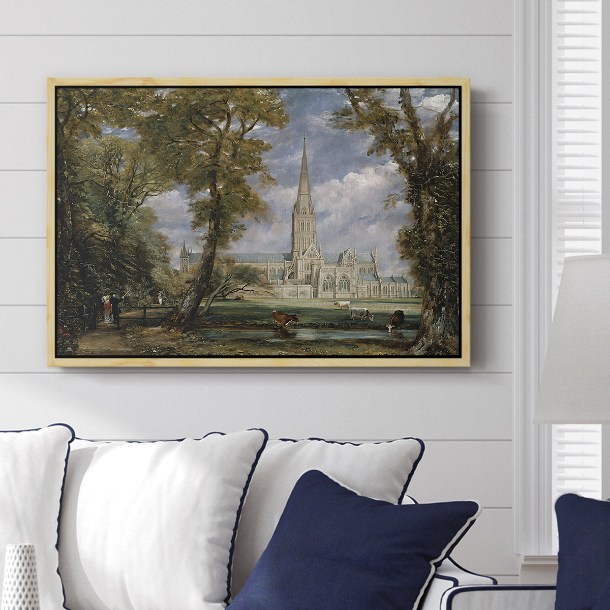 Salisbury Cathedral from the Bishop's Grounds, c. 1825 - Floater Framed Canvas Print