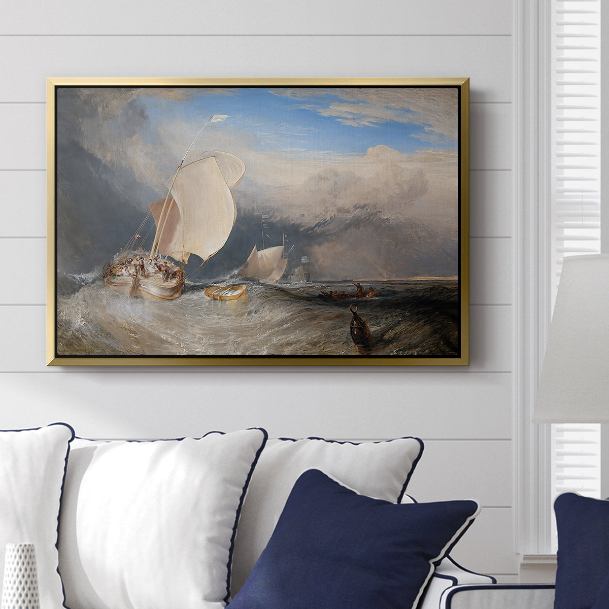 Fishing Boats with Hucksters Bargaining for Fish, 1837-1838 - Floater Framed Canvas Print