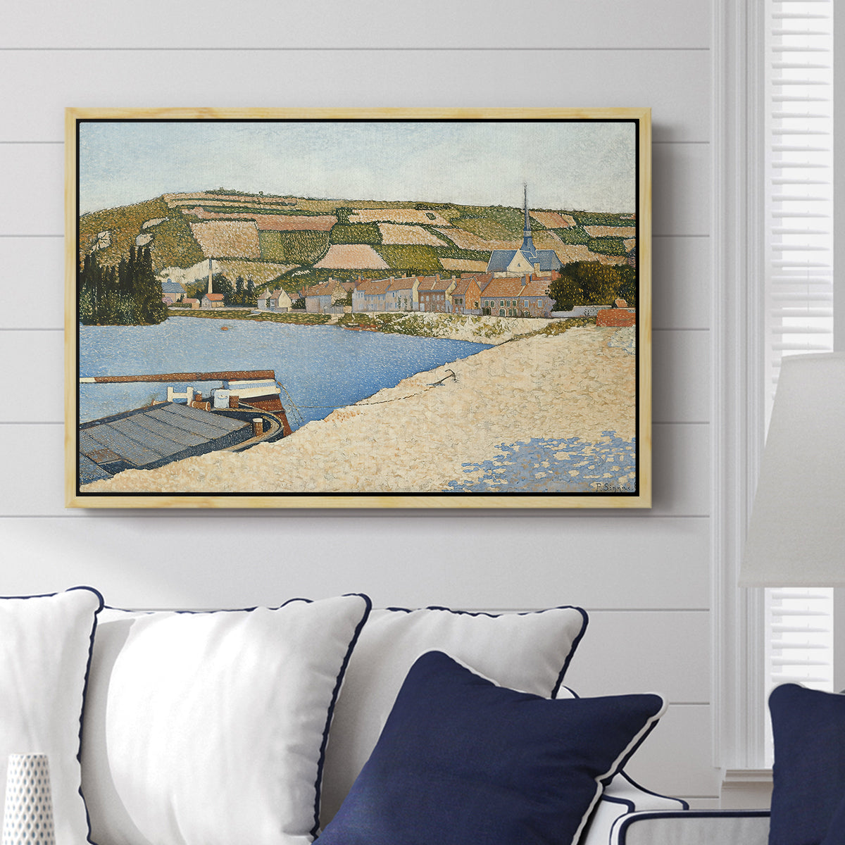 The Riverbank, Les Andelys, 1886 - Floater Framed Canvas Print