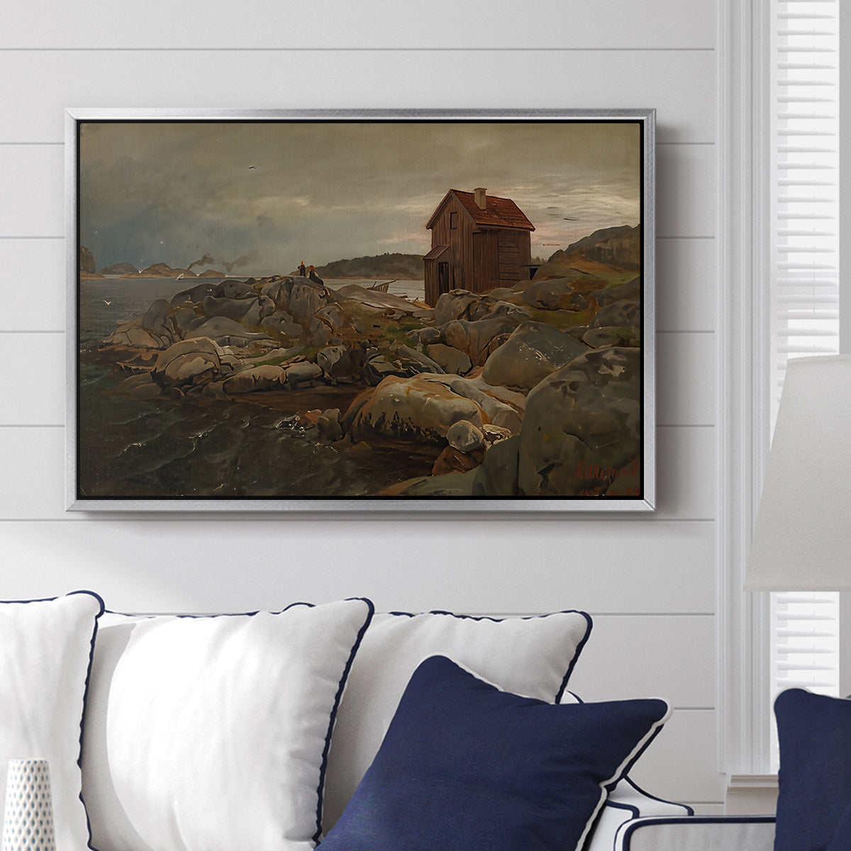 A Fisherman's Home, Lillesand, 1858 - Floater Framed Canvas Print