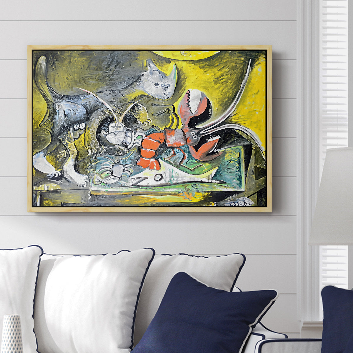 Still Life with Cat and Lobster, 1962 - Floater Framed Canvas Print