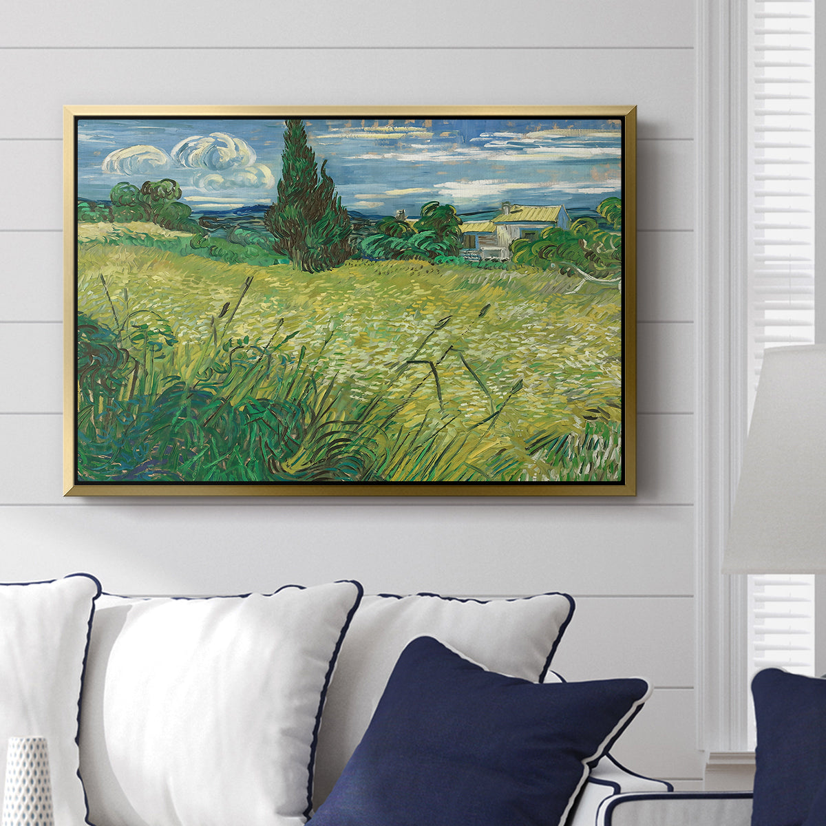 Green Wheat Field with Cypress, 1889 - Floater Framed Canvas Print
