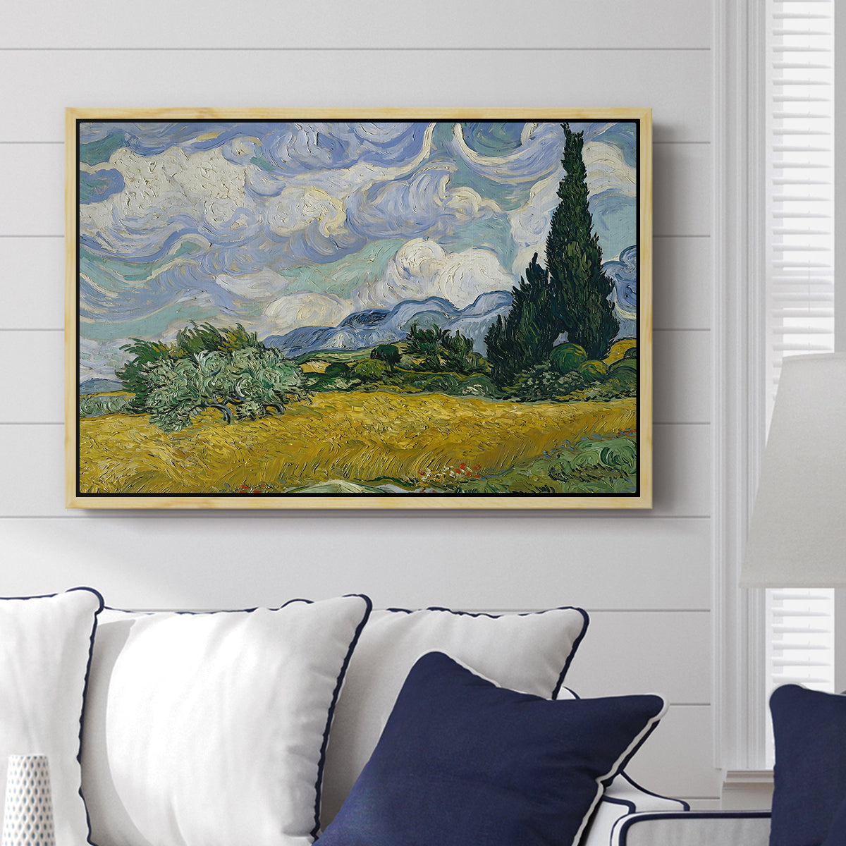 Wheat Field with Cypresses, 1889 - Floater Framed Canvas Print