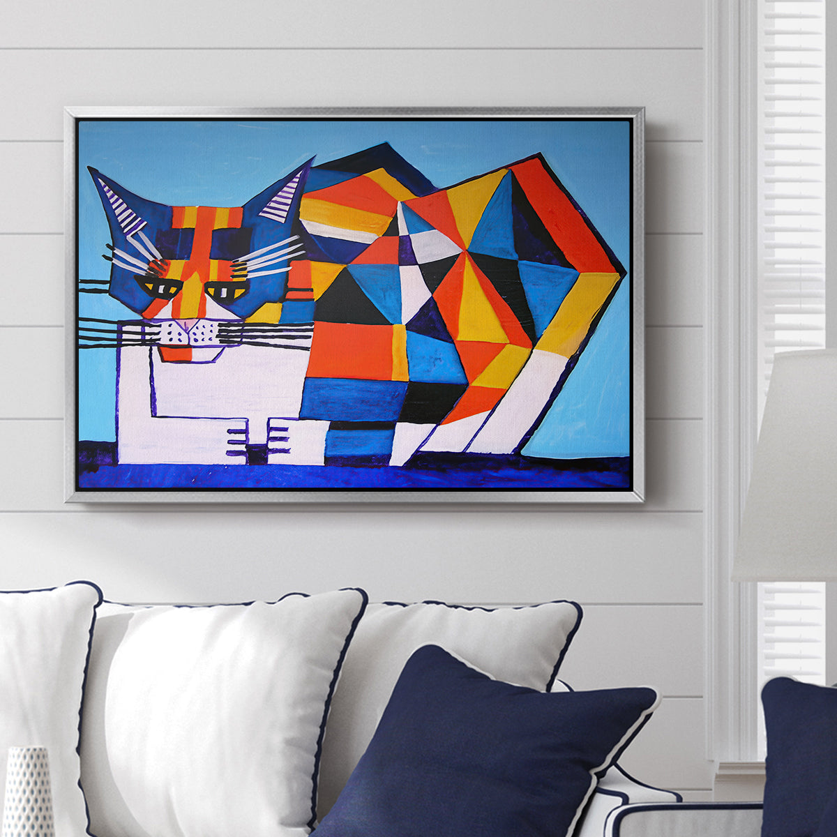 Cassie Thinking about Cubism - Floater Framed Canvas Print
