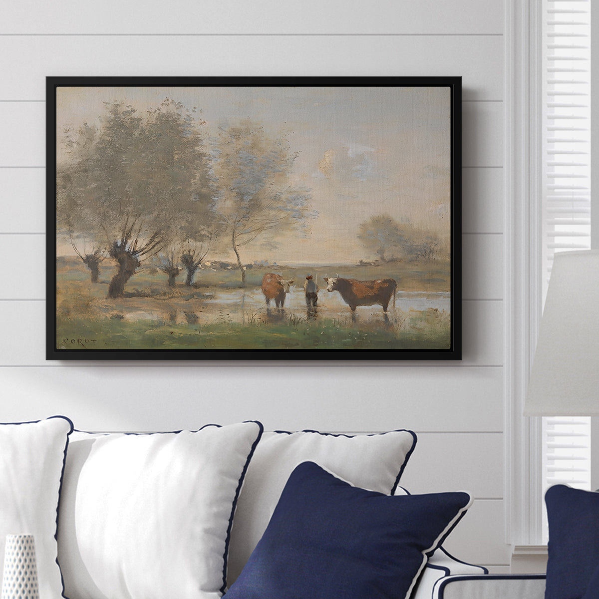 Cows in a Marshy Landscape, c. 1873-1874 - Floater Framed Canvas Print
