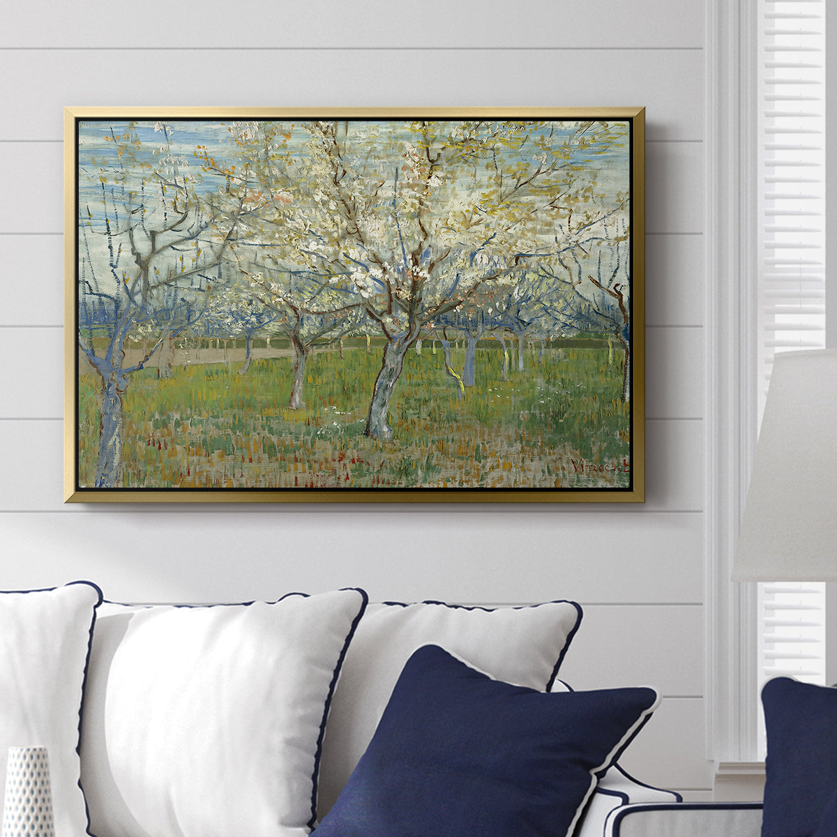 The Pink Orchard, 1888 - Floater Framed Canvas Print