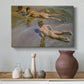Canvas art print featuring an impressionist depiction near water, styled above a decorative console