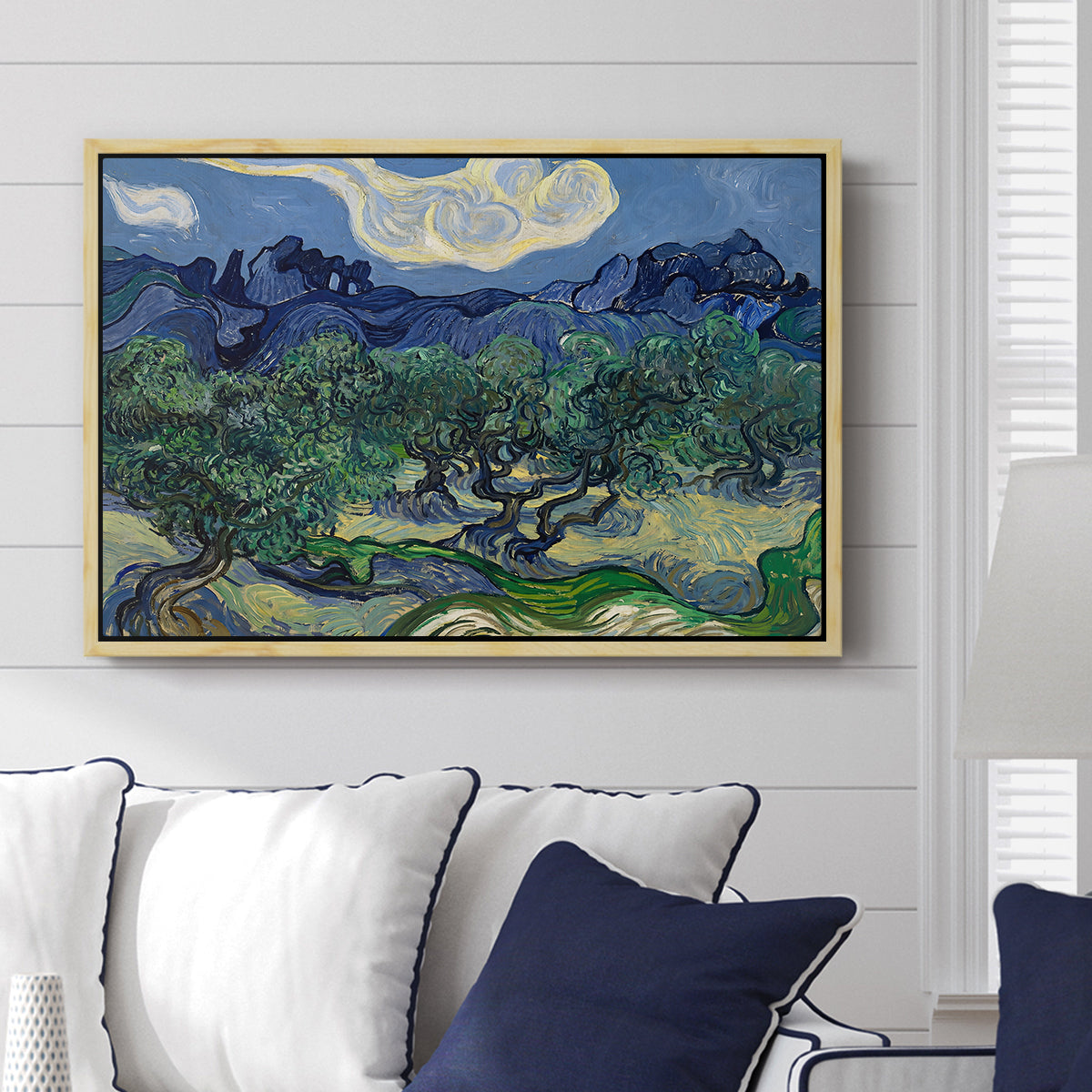 Olive Trees with the Alpilles in the Background, 1889 - Floater Framed Canvas Print