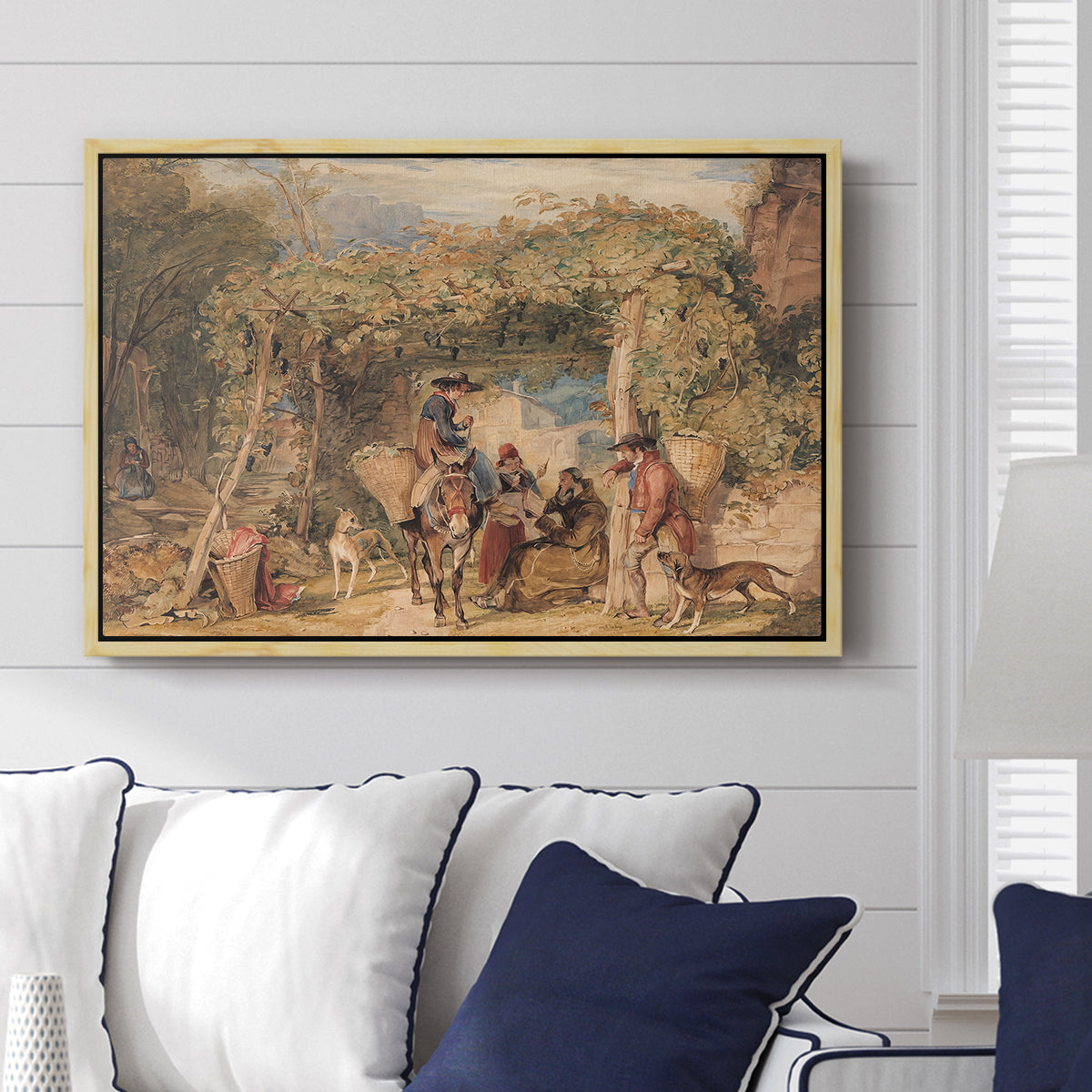 Figures and Animals in a Vineyard, c. 1829 - Floater Framed Canvas Print