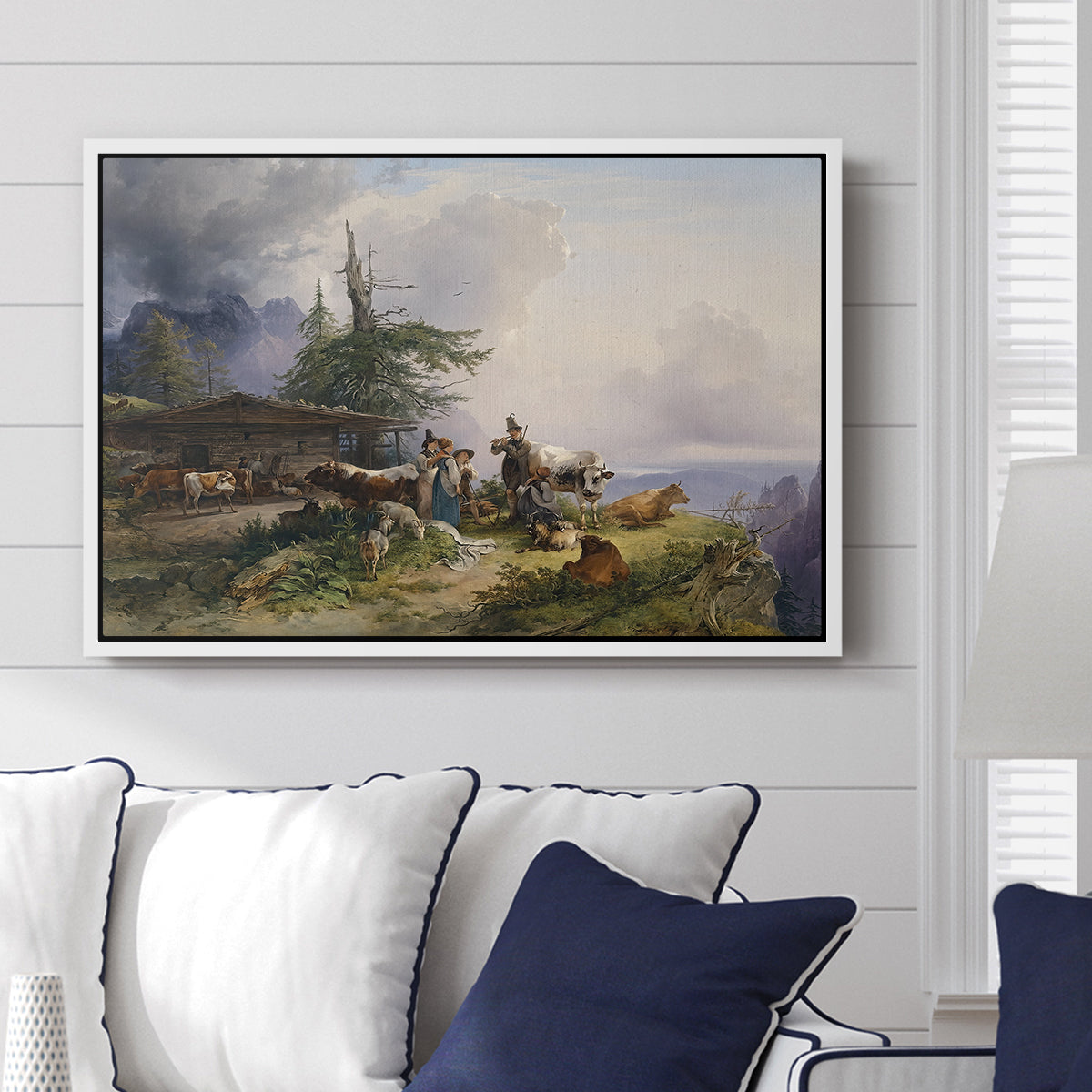 An Alpine Farm on the Untersberg, 1835 - Floater Framed Canvas Print
