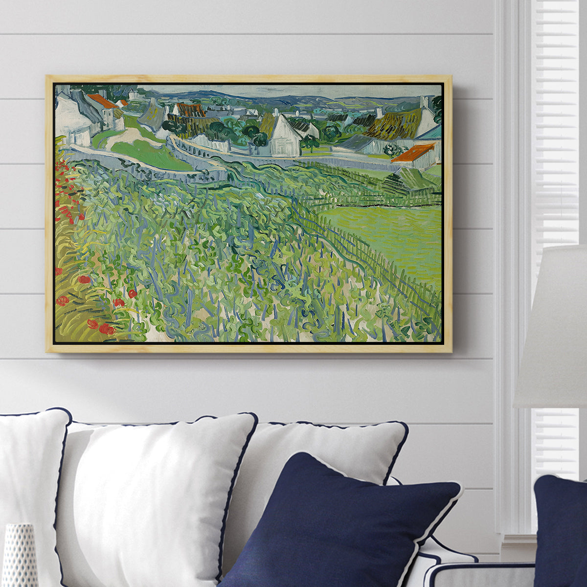 Vineyards at Auvers, 1890 - Floater Framed Canvas Print