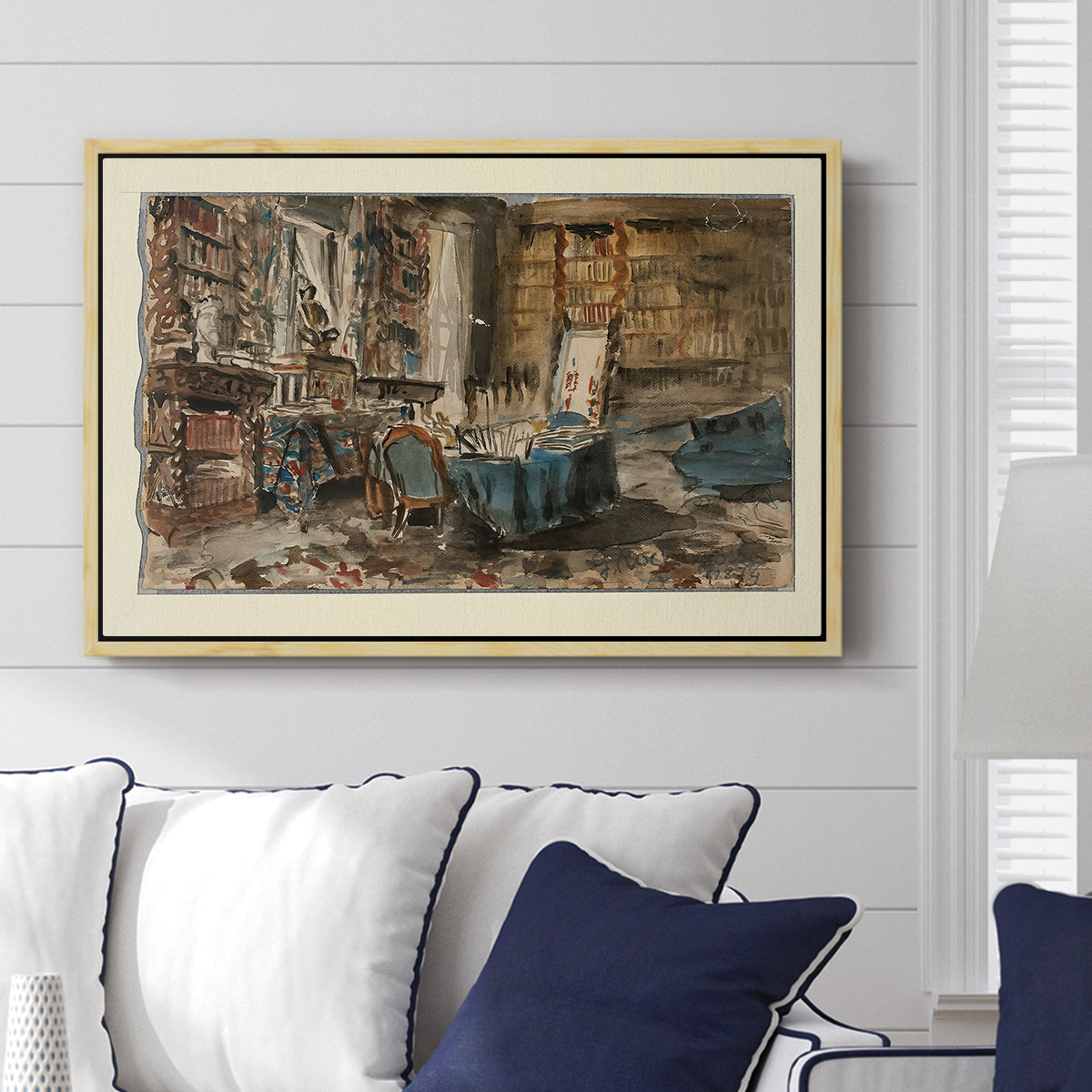 Cabinet de Flaubert à Croisset, 1874 - Floater Framed Canvas Print