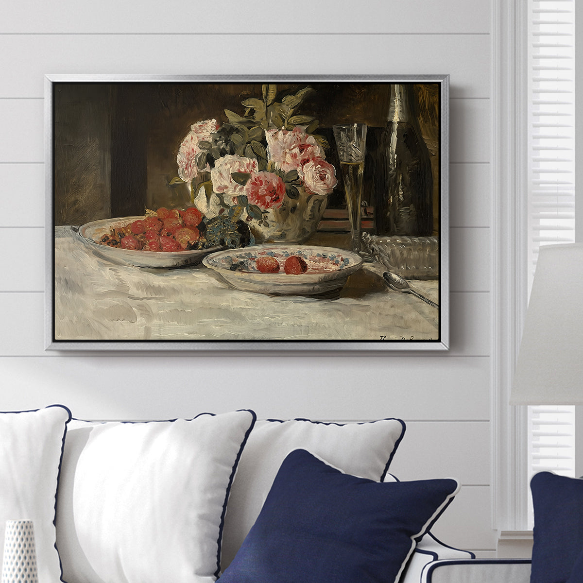 Strawberries and Champagne, c. 1881-1885 - Floater Framed Canvas Print