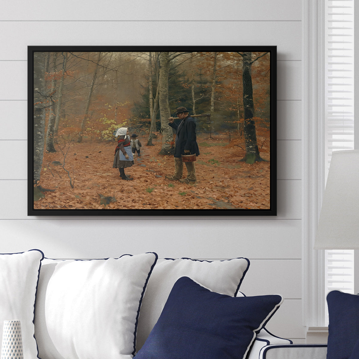 The Woodman and his Children, 1886 - Floater Framed Canvas Print