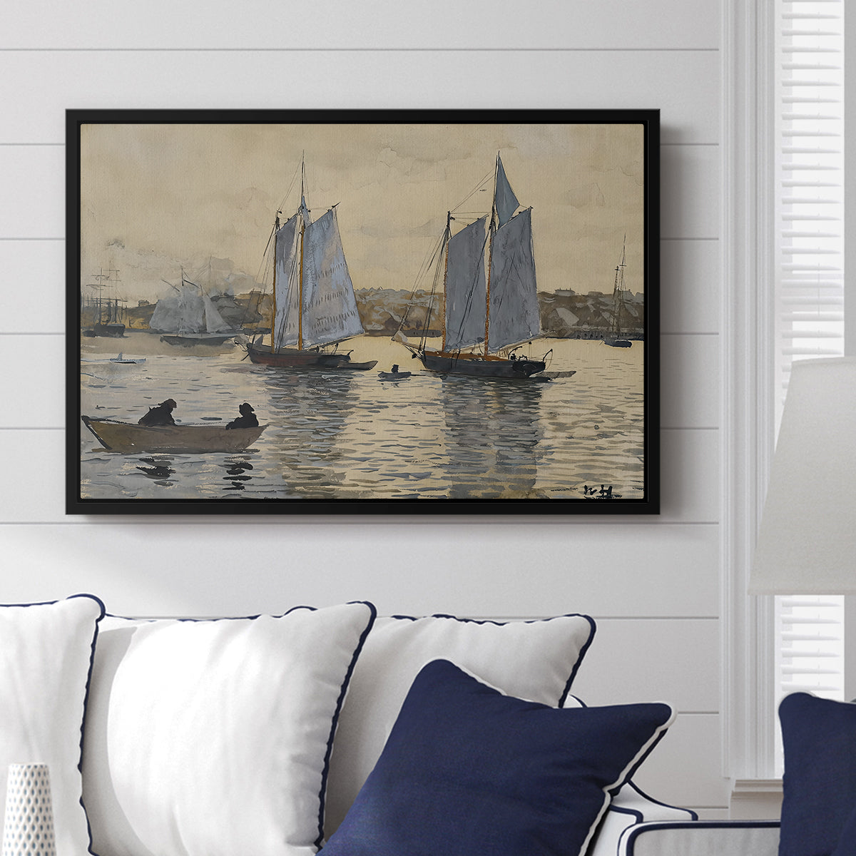Two Schooners, Gloucester, c. 1880 - Floater Framed Canvas Print