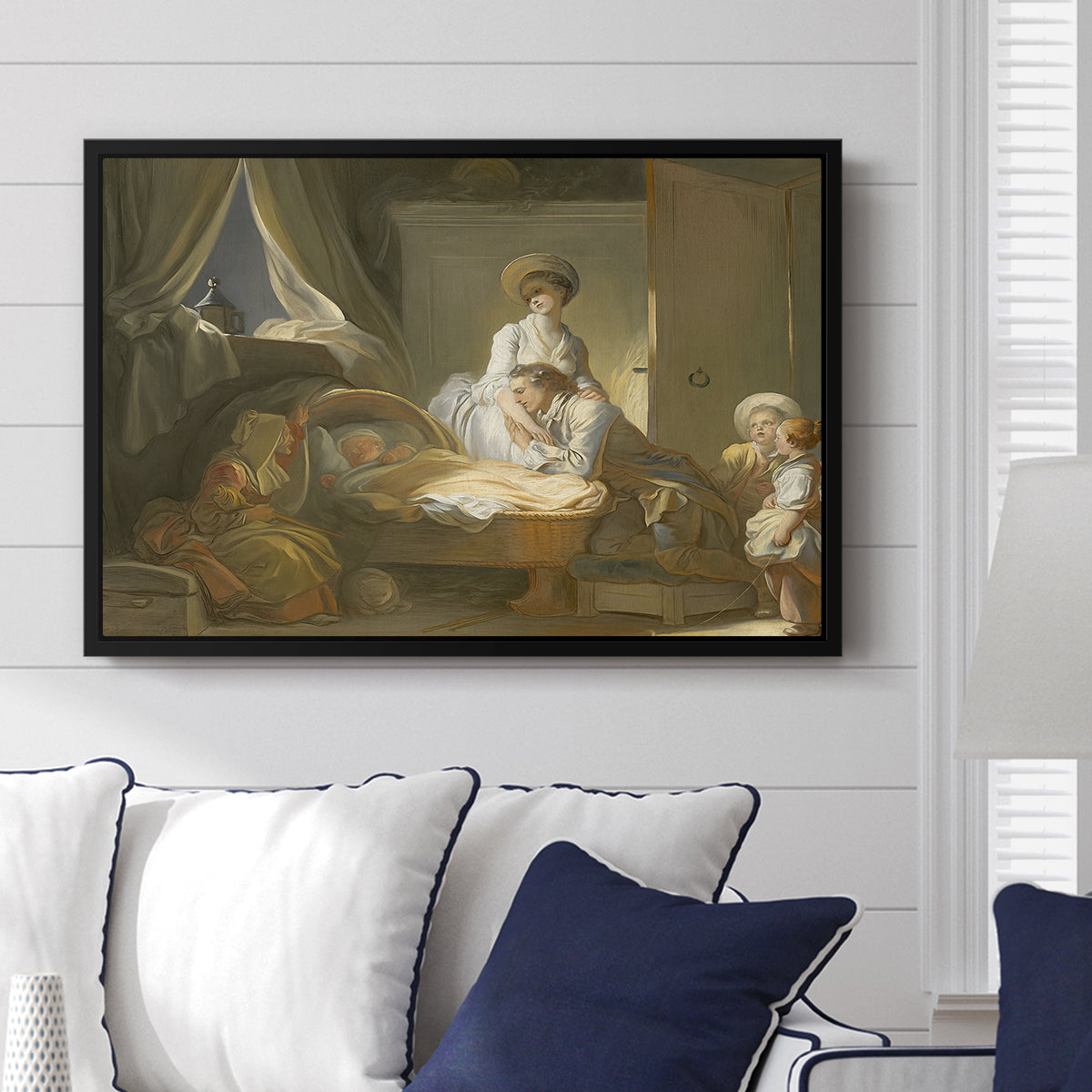 The Visit to the Nursery, c. 1775 - Floater Framed Canvas Print