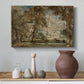 Canvas art print featuring an expressive scene combining building and nature, styled above a decorative console