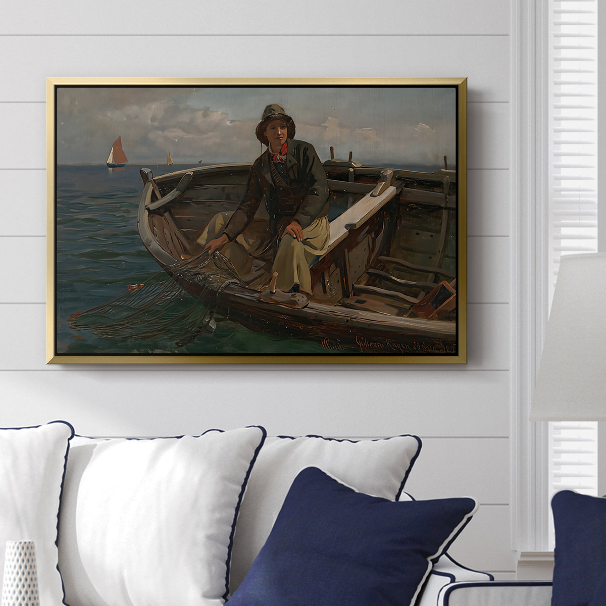 Fishermen from Rügen, 1882 - Floater Framed Canvas Print