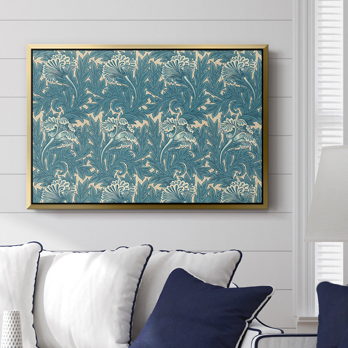 Tulip (Teal), 1875 - Floater Framed Canvas Print